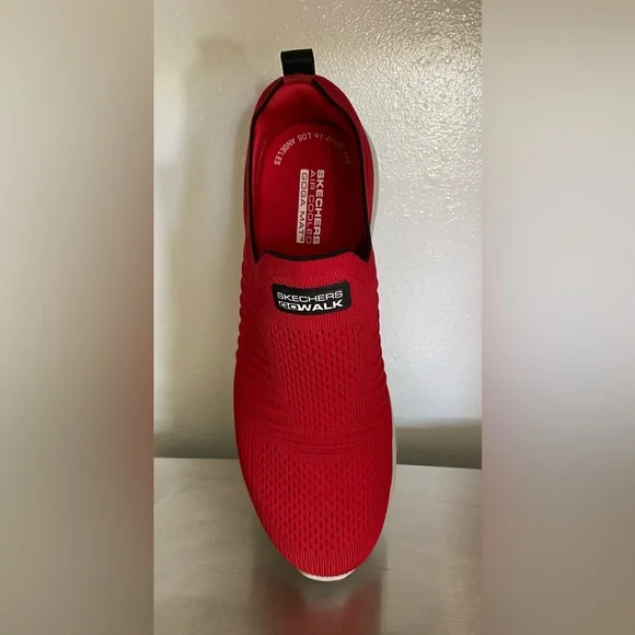 NWT-SKECHERS..MENS RED GO WALK HYPER PILLAR SNEAKERS - Picture 7 of 16